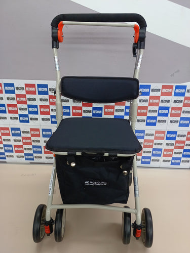 Mobiclinic®, Andador Plegable, Carro de la Compra con Asiento, Coliseo, Monomando, Acero, Gran Cesta, Respaldo y Acolchado, Sistema Frenado, Ruedas 360º, Negro